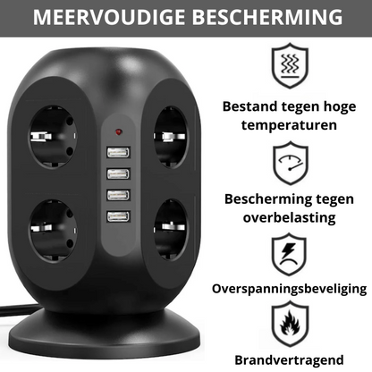 Steckdosenleiste mit 4 USB-Anschlüssen und 8 Steckdosen